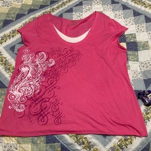 Venezia Womens Size 22/24 Pink Blouse Short Sleeve Round Neck.